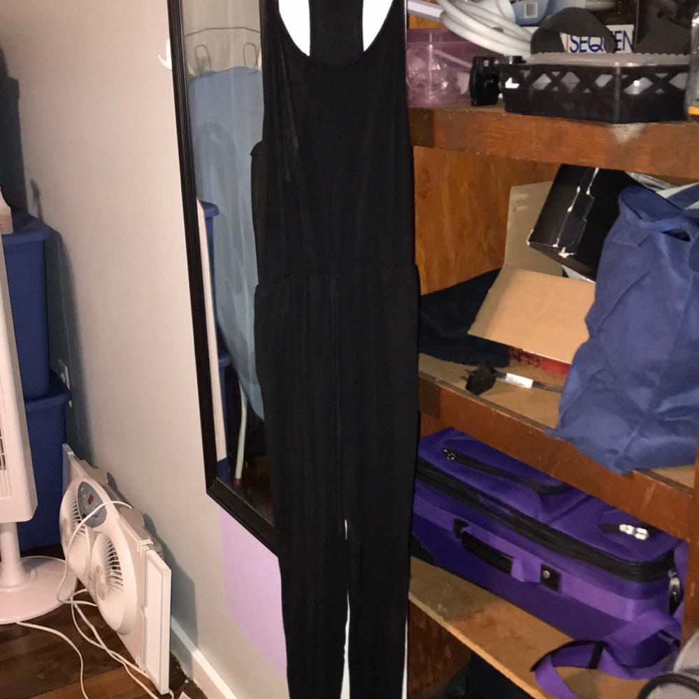 Black jumpsuit with waist tie